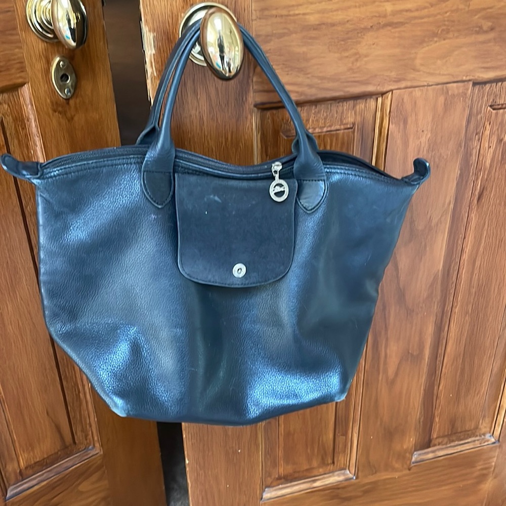 LONGCHAMP VINTAGE BLACK LEATHER BAG